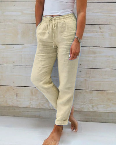 Veronica | Lässige Hose mit geradem Bein - Khaki - S - 