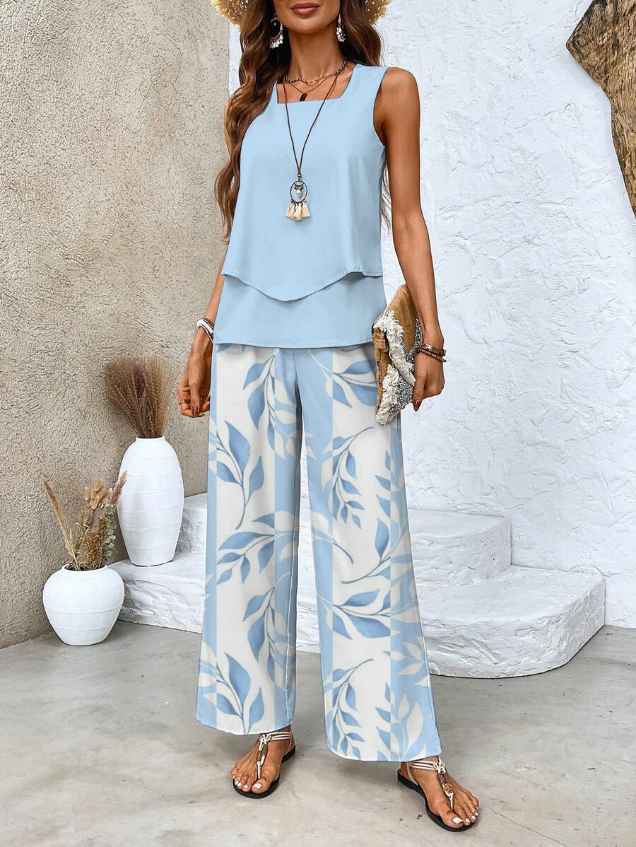 Vesta - Stylisches Zweiteiler - Sommer - Set - Blau - S - 