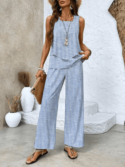 Vesta - Stylisches Zweiteiler - Sommer - Set - Streifen - S - 