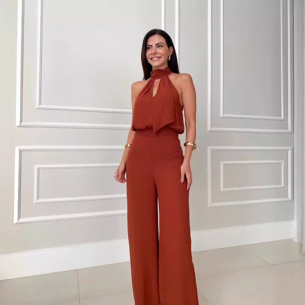 Viera - Jumpsuit mit Rundhalsausschnitt - Rot - XS - 