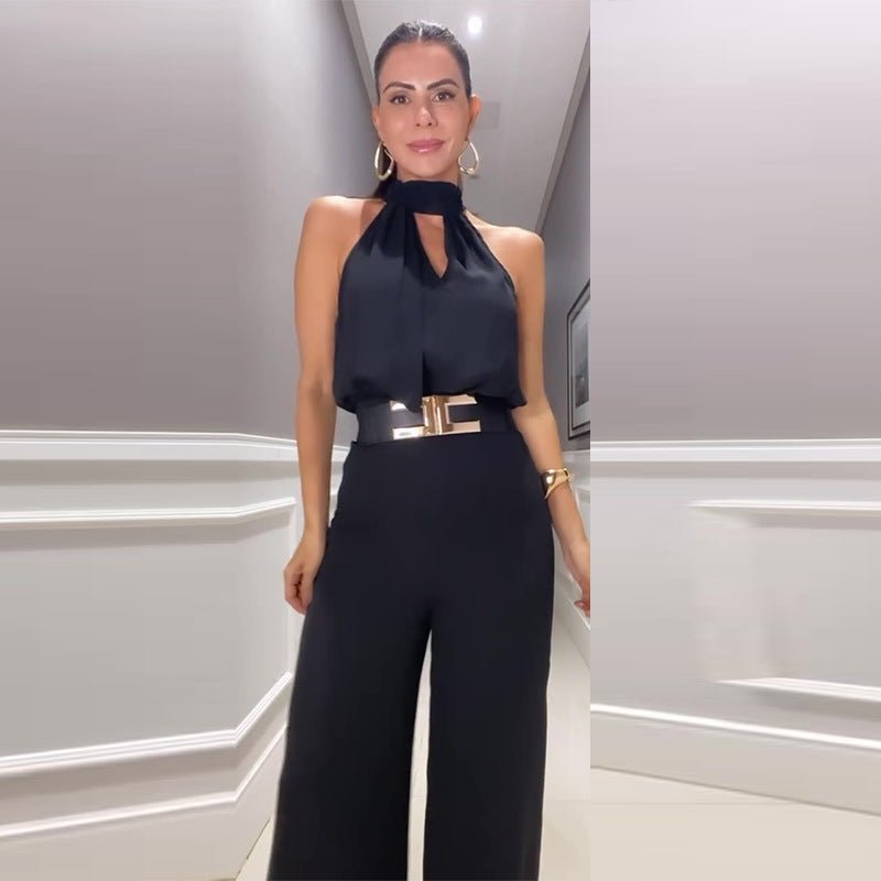 Viera - Jumpsuit mit Rundhalsausschnitt - Schwarz - XS - 