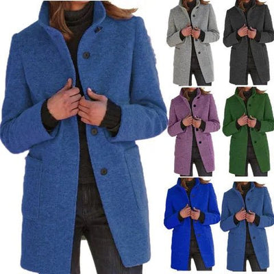 Vintage Coat 2.0 - Wollmantel für Frauen - Hellgrau - S - 