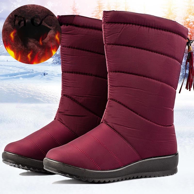 Wasserdichte Stiefeletten 2.0 – Stylische Winterschuhe für Damen - Rot - 35 - 