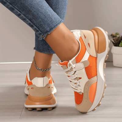 Xenia - Stilvolle Colour - Block - Sneaker - Orange - 35 - 