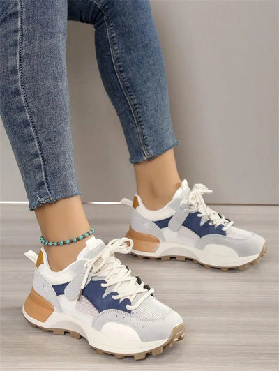 Xenia - Stilvolle Colour - Block - Sneaker - Blau - 35 - 