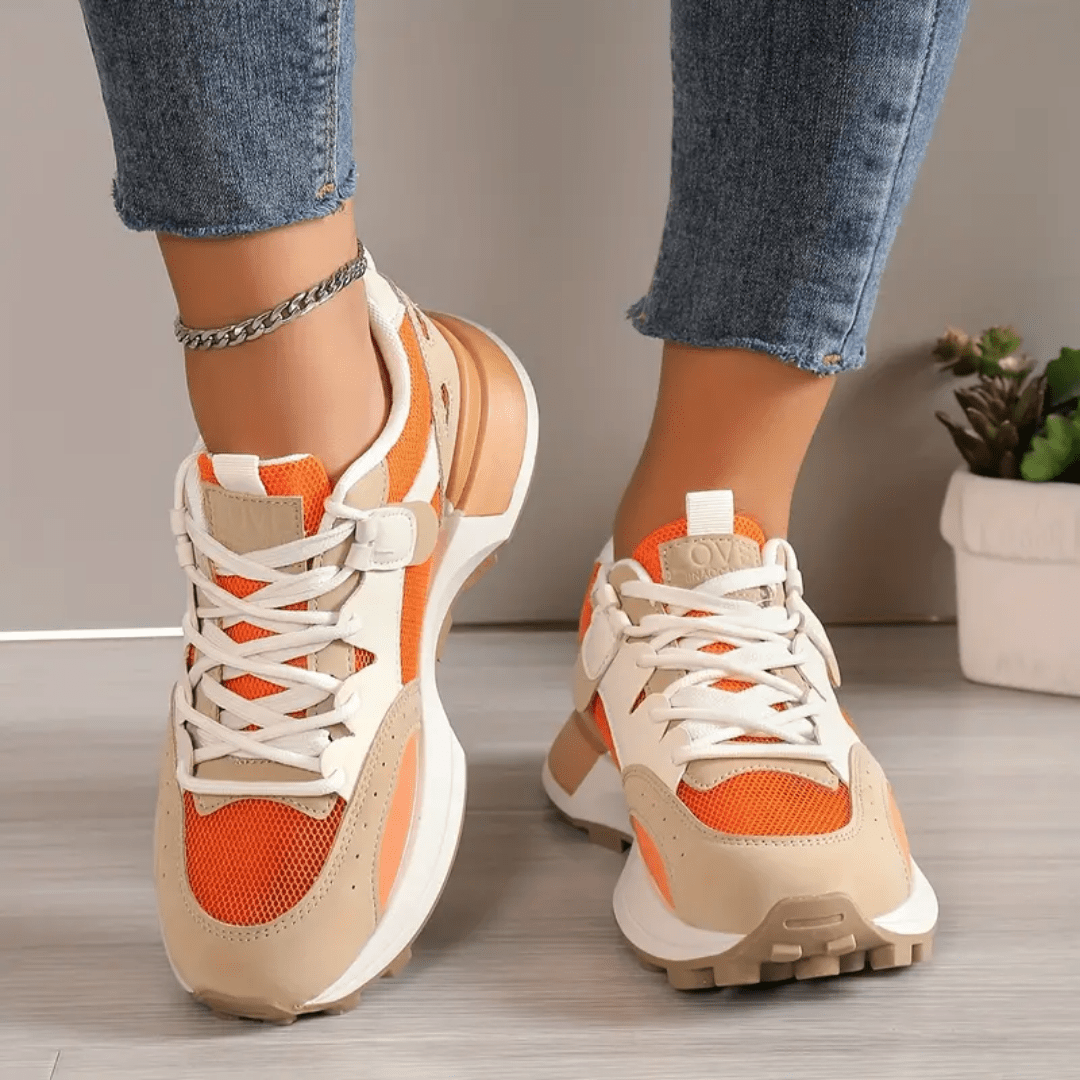 Xenia - Stilvolle Colour - Block - Sneaker - Orange - 35 - 