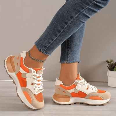 Xenia - Stilvolle Colour - Block - Sneaker - Orange - 35 - 