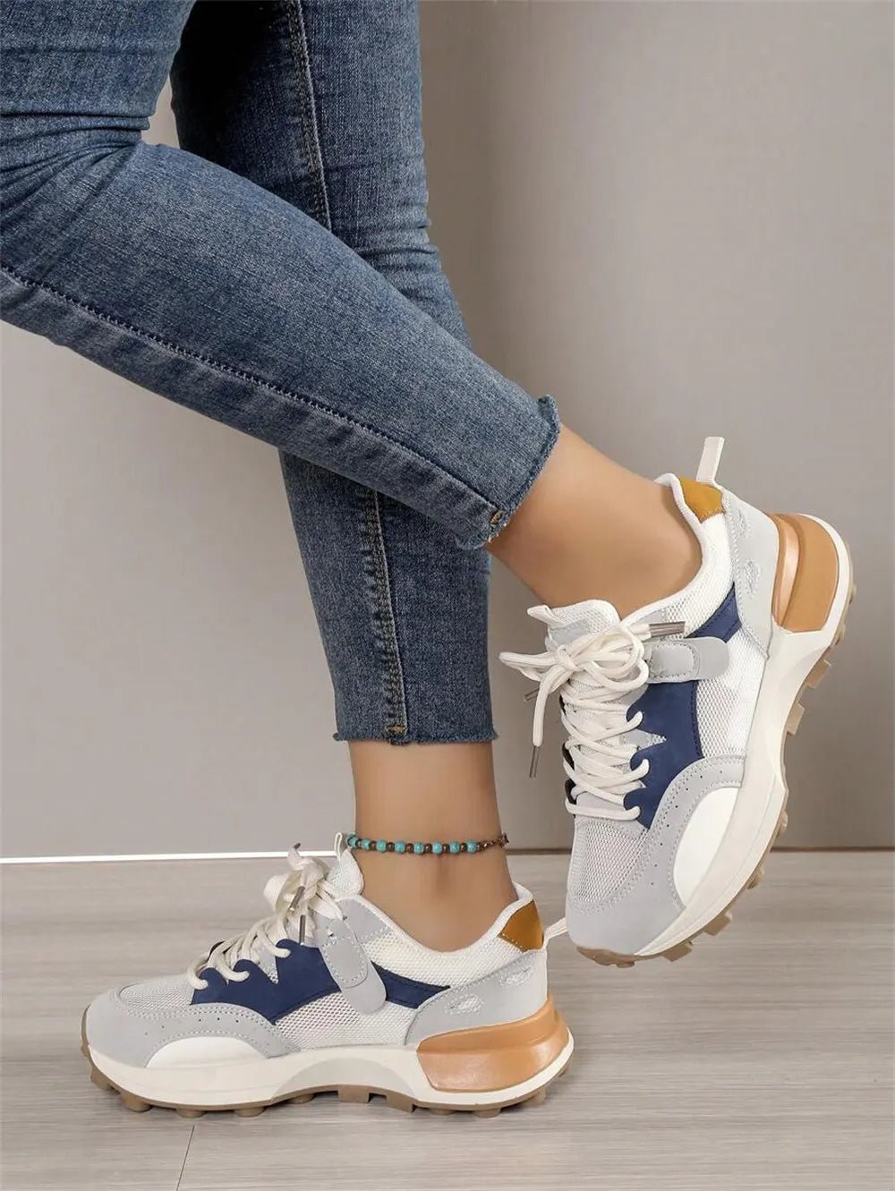 Xenia - Stilvolle Colour - Block - Sneaker - Blau - 35 - 