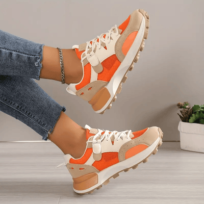 Xenia - Stilvolle Colour - Block - Sneaker - Orange - 35 - 