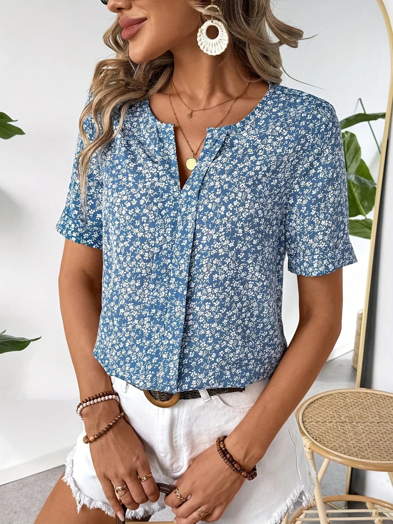 Yassy - Elegante Bluse mit Blumenmuster - S - 